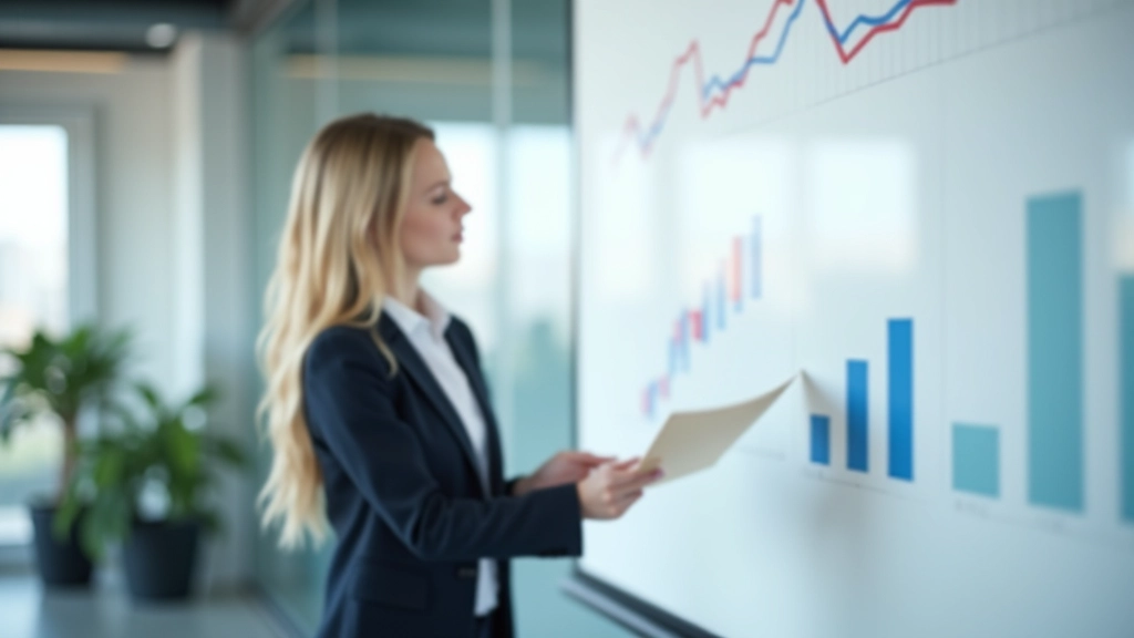 Verslininkė peržiūri finansines ataskaitas ir NLP modelio rezultatus